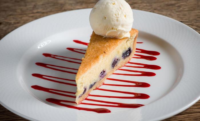 Warm cherry Tart, vanilla ice cream